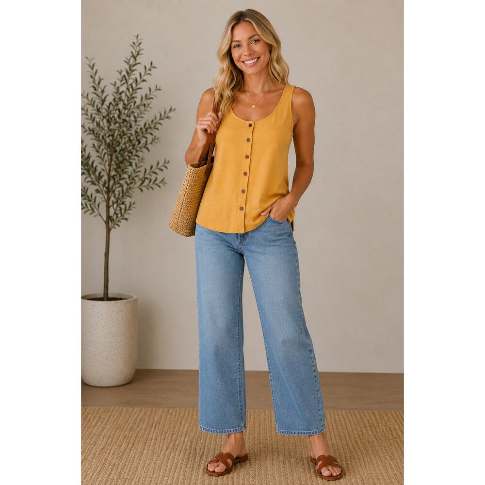 Universal Threads Mustard Yellow Button Up Tank Top M